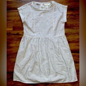 H&M white striped cotton dress size 12